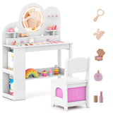 Princess Vanity Table and Chair Set with 2 Drawers