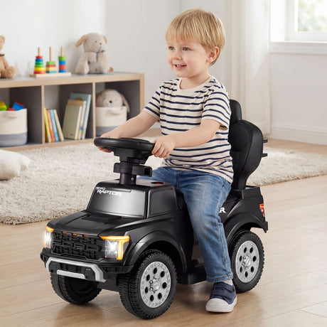 3-In-1 Toddler Push Car Licensed Ford With Ignition Sound and LED Lights
