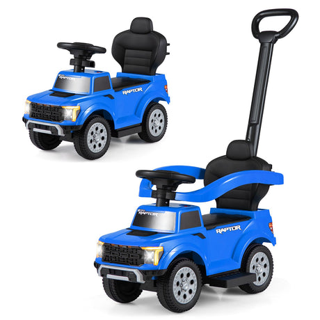3-In-1 Toddler Push Car Licensed Ford With Ignition Sound and LED Lights