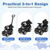 3-In-1 Toddler Push Car Licensed Ford With Ignition Sound and LED Lights