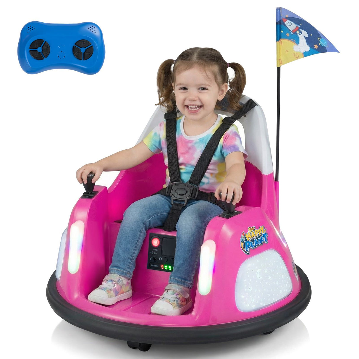 12V Kids Ride On Bumper Car with Flashing Lights and Remote Control