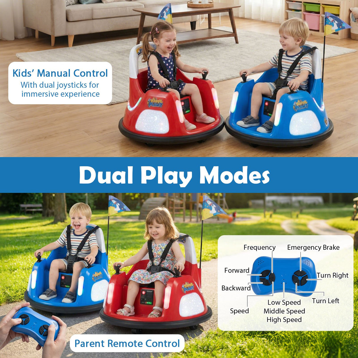 12V Kids Ride On Bumper Car with Flashing Lights and Remote Control