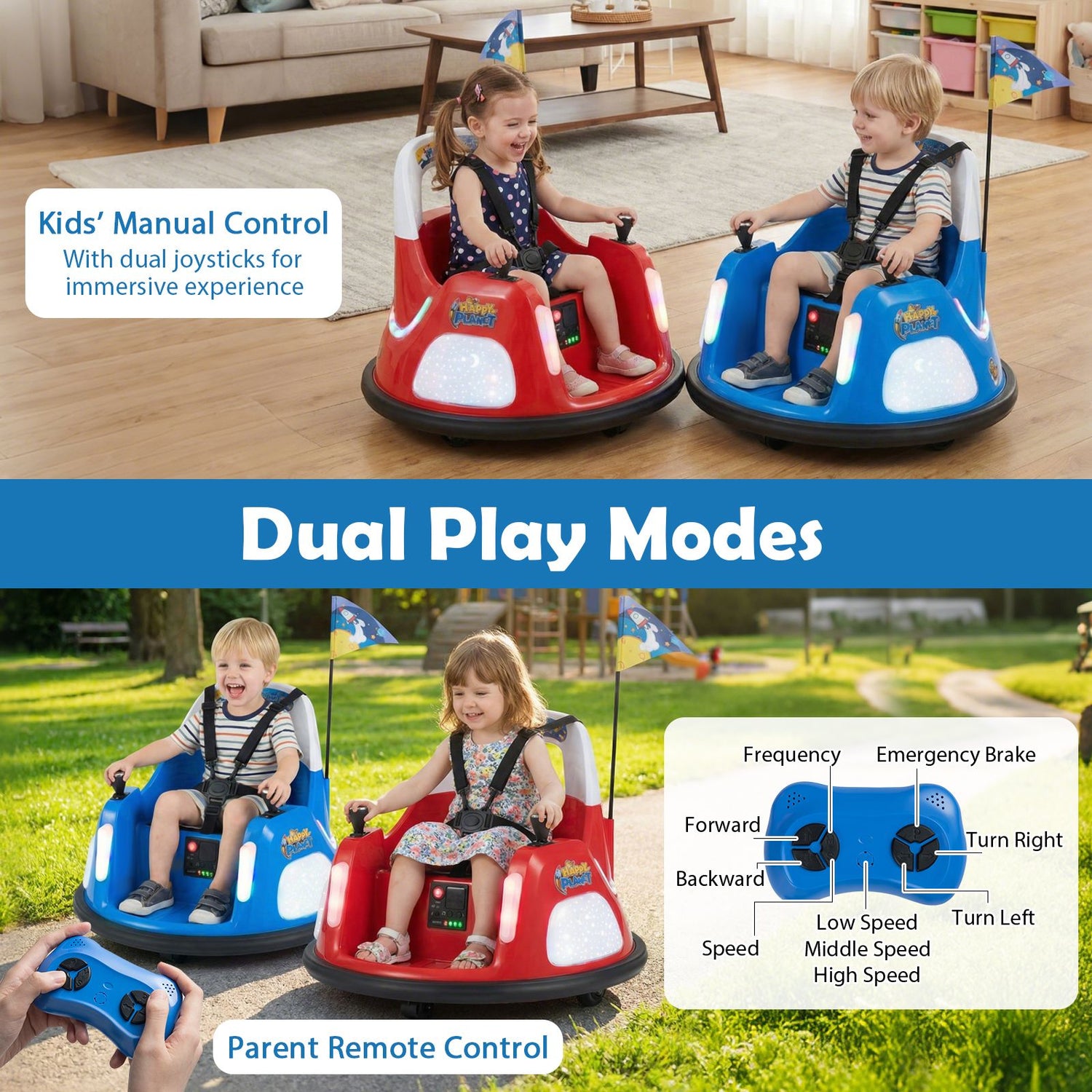 12V Kids Ride On Bumper Car with Flashing Lights and Remote Control