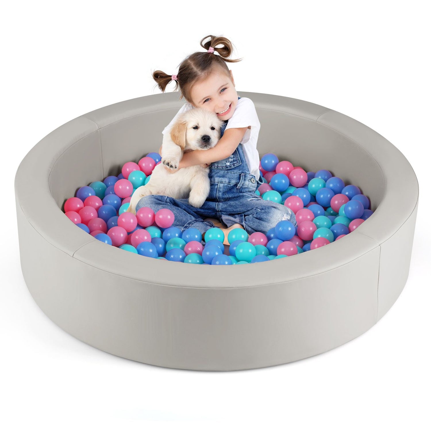 BABY JOY Round Foam Ball Pits, Ball Pits for Toddlers 105cm x 24cm w/Sponge Filling