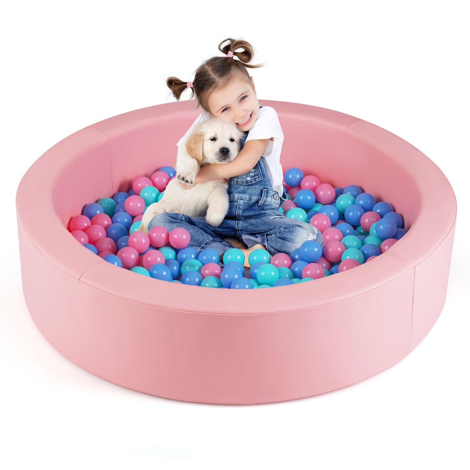 BABY JOY Round Foam Ball Pits, Ball Pits for Toddlers 105cm x 24cm w/Sponge Filling