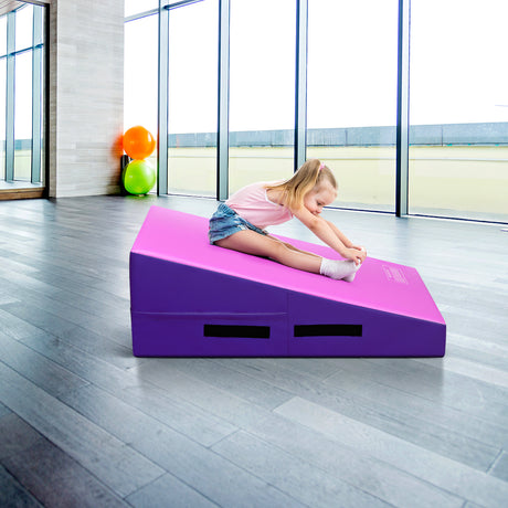 Incline Gymnastics Mat, Gym Fitness Skill Shape Tumbling Mat with Carrying Handles