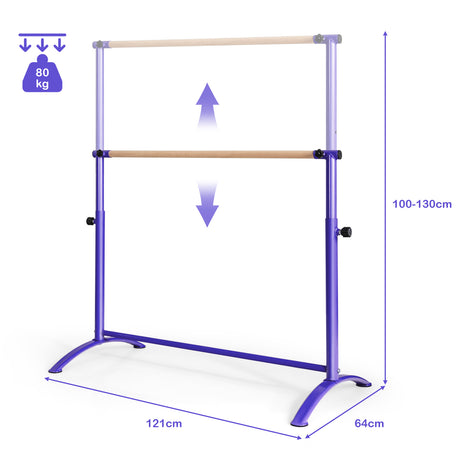 130 cm Ballet Barre Bar, Freestanding Dancing Bar W/ 4-Position Adjustable Height
