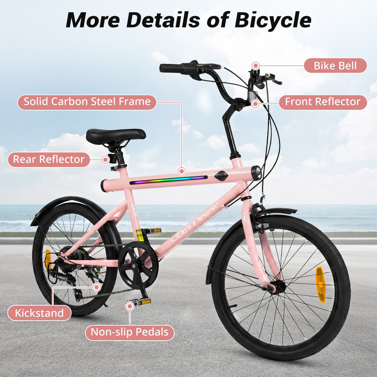 Lighted Cycling Bike with Adjustable Handlebar and Seat
