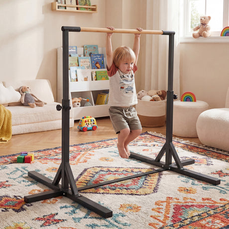 BABY JOY Kids Gymnastic Training Bar, 90 to 150cm Height Adjustable Expandable Exercise Horizontal Kip Bar w/Double Locking Mechanism