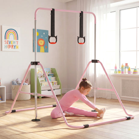 Expandable Gymnastic Bar for Kids, 4-Level Height Adjustable Gymnastic Horizontal Bar