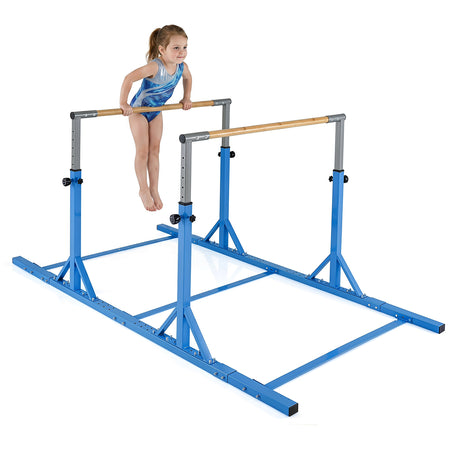 Double Horizontal Bars for Kids, 8 FT Junior Gymnastic Parallel Bars with 13-Level 33”-57” Adjustable Heights