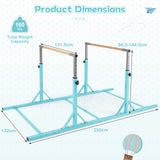 Double Horizontal Bars for Kids, 8 FT Junior Gymnastic Parallel Bars with 13-Level 33”-57” Adjustable Heights