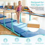 Double Horizontal Bars for Kids, 8 FT Junior Gymnastic Parallel Bars with 13-Level 33”-57” Adjustable Heights