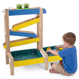 Sand and Water Table for Toddlers with 2 Basins Plant Pots and Sailboat