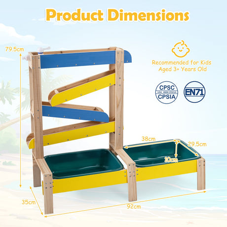 Sand and Water Table for Toddlers with 2 Basins Plant Pots and Sailboat