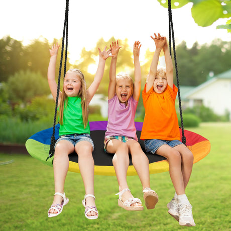 Outdoor Round Swing with Height Adjustment and 900D Oxford Fabric