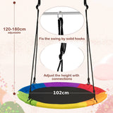 Outdoor Round Swing with Height Adjustment and 900D Oxford Fabric