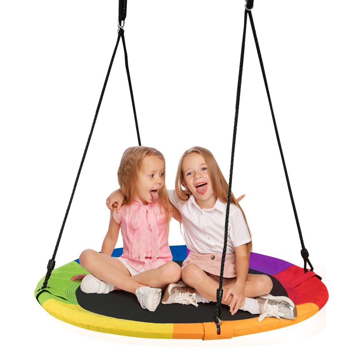 Outdoor Round Swing with Height Adjustment and 900D Oxford Fabric