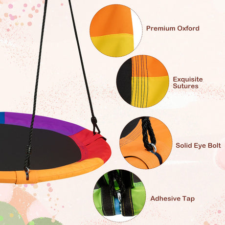 Outdoor Round Swing with Height Adjustment and 900D Oxford Fabric