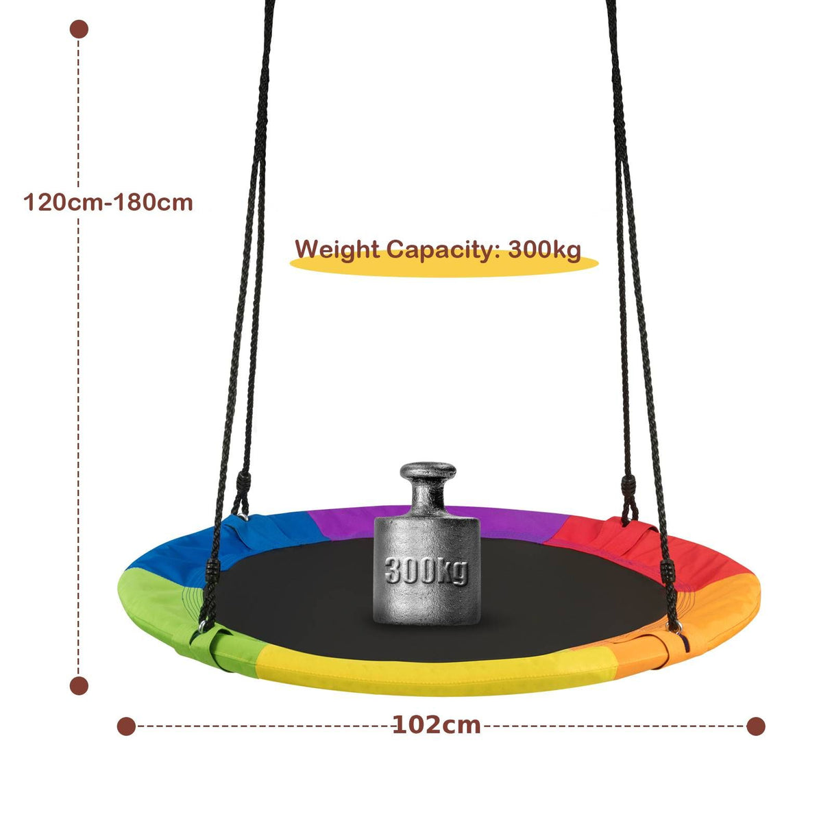 Outdoor Round Swing with Height Adjustment and 900D Oxford Fabric