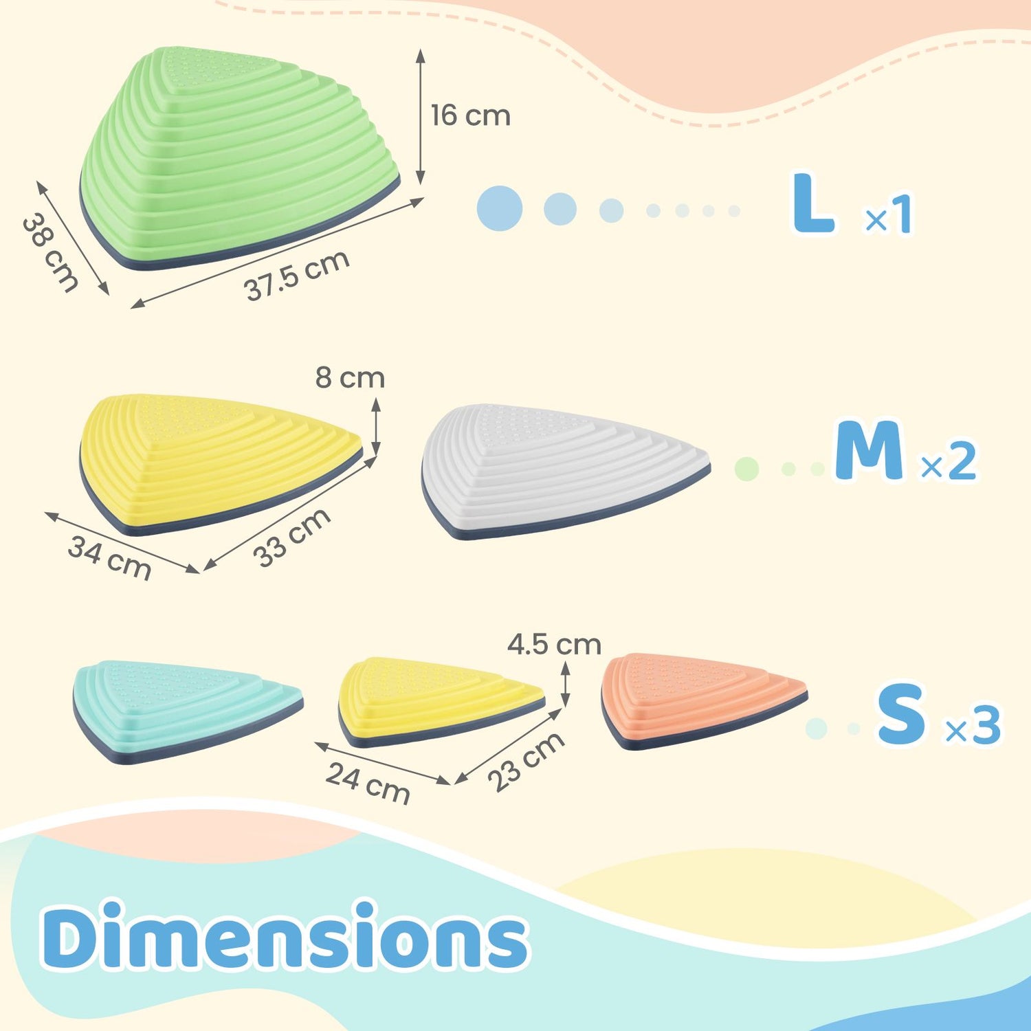 Set of 6/11 Non-Slip Balance Stones with Storage Bag for Motor Skills