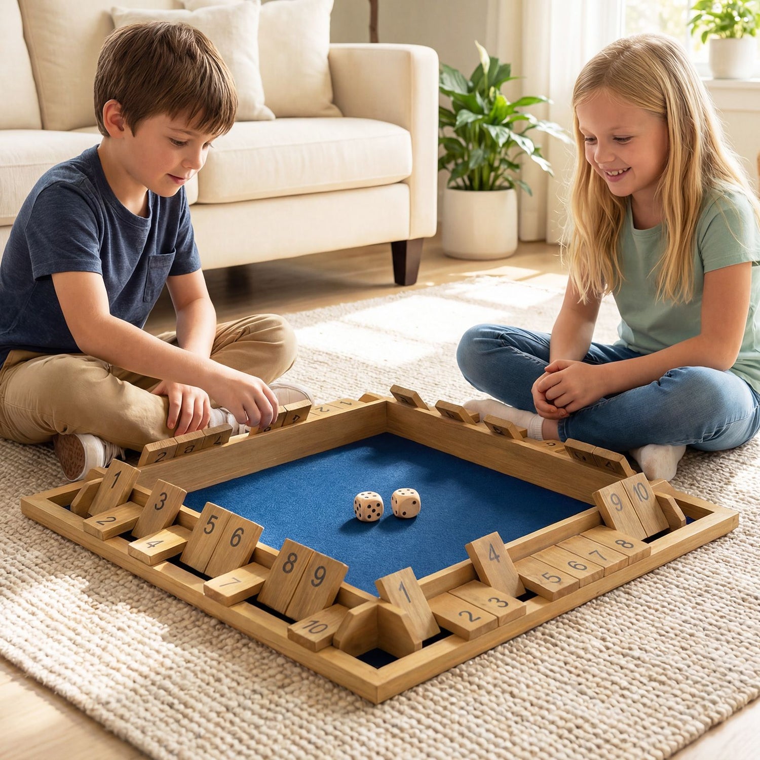 24 Inch Shut The Box Game with 10 Numbers for 2-4 Players