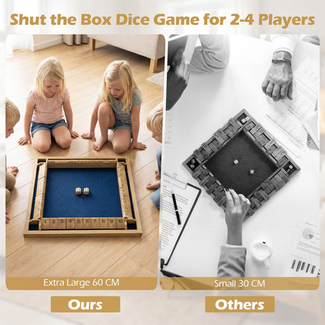 24 Inch Shut The Box Game with 10 Numbers for 2-4 Players