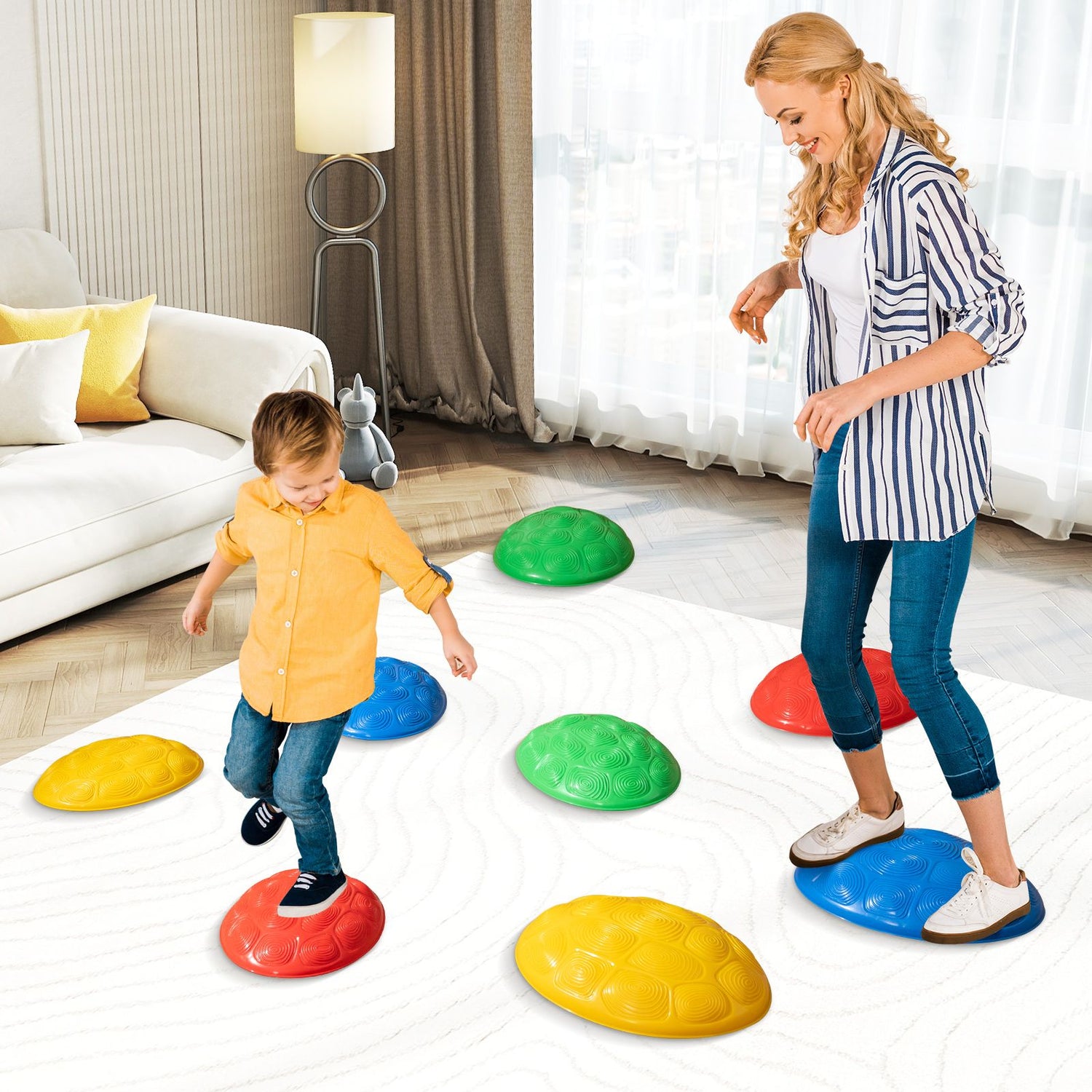 Stepping Stones for Kids Set of 8 Turtle-Themed Balance Stones