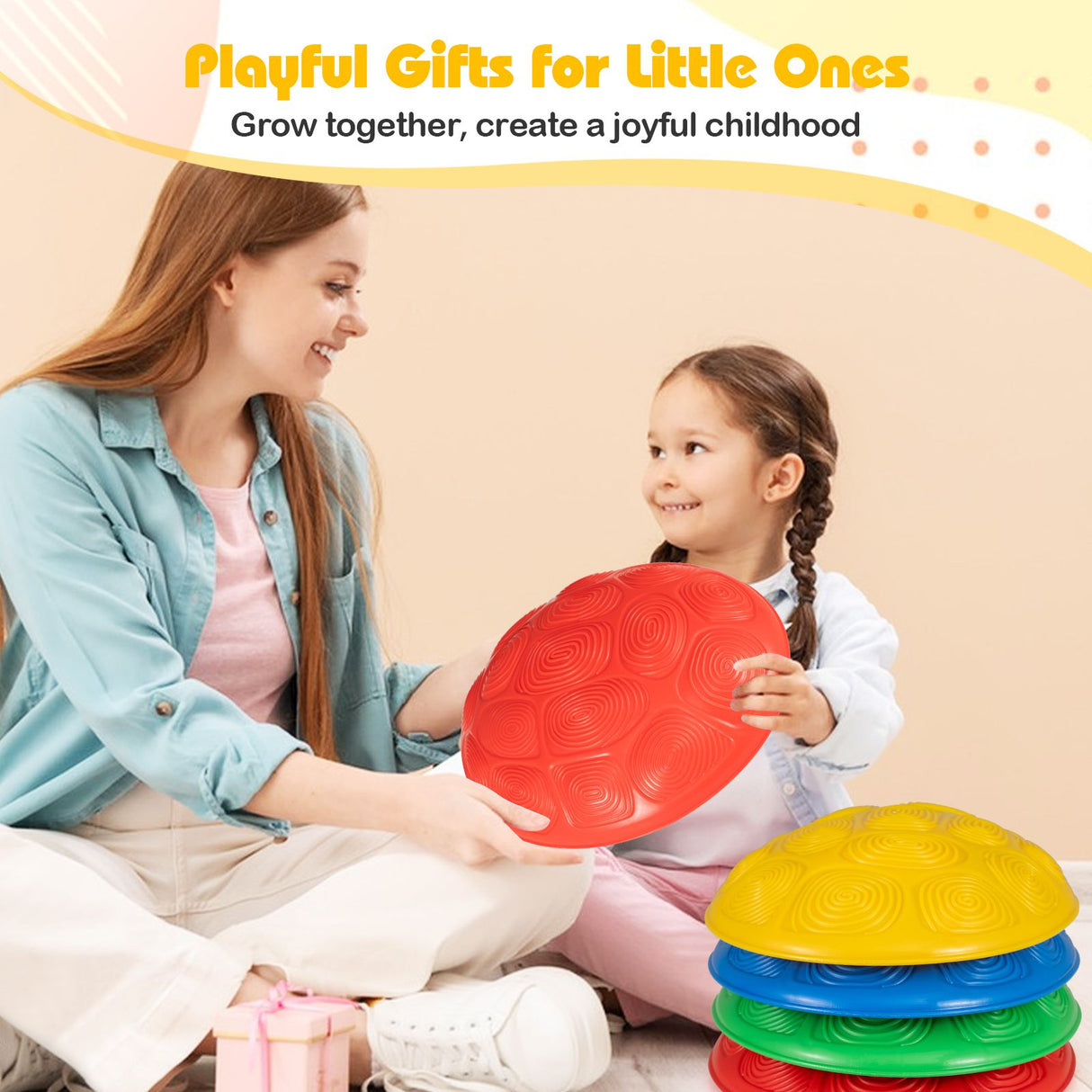 Stepping Stones for Kids Set of 8 Turtle-Themed Balance Stones