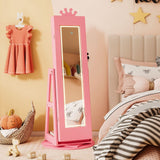 Swivel Kids Jewelry Cabinet with Lights and Built-in Mirror