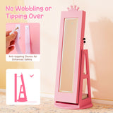 Swivel Kids Jewelry Cabinet with Lights and Built-in Mirror