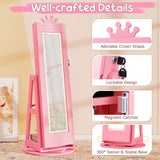 Swivel Kids Jewelry Cabinet with Lights and Built-in Mirror