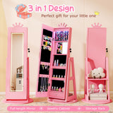 Swivel Kids Jewelry Cabinet with Lights and Built-in Mirror