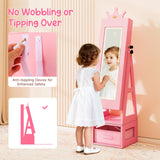 Swivel Kids Jewelry Cabinet with Lights and Full-Length Mirror