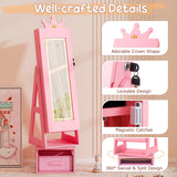 Swivel Kids Jewelry Cabinet with Lights and Full-Length Mirror
