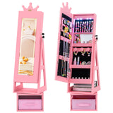 Swivel Kids Jewelry Cabinet with Lights and Full-Length Mirror