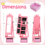 Swivel Kids Jewelry Cabinet with Lights and Full-Length Mirror
