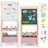 BABY JOY Kids Art Easel, Adjustable Height Double Sided Easel w/Chalkboard & Whiteboard