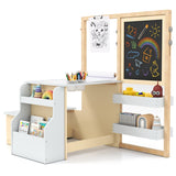 HONEY JOY Easel for Kids Wooden Art Easel with Double-Sided Blackboard & Whiteboard, Paper Roll for Drawing