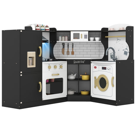 HONEY JOY Corner Play Kitchen, Toddler Kitchen Playset