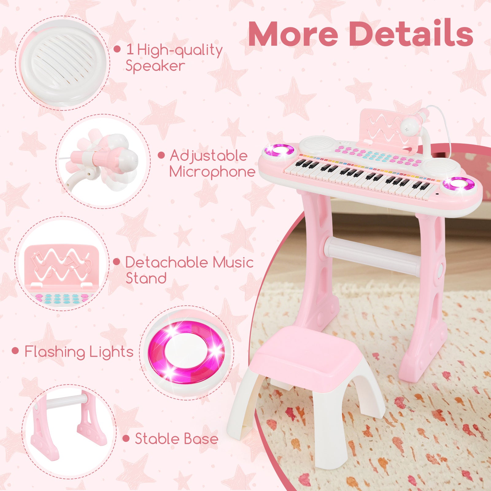 HONEY JOY 37-Key Kids Piano Keyboard Toy, Toddler Electronic Piano