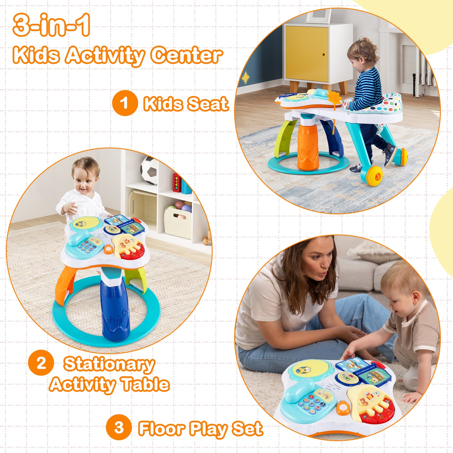 BABY JOY in Baby Stationary Activity Center, Kids Play Table