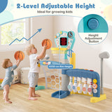 5 in 1 Toddler Sports Toy Kids Activity Center with Adjustable Basketball Hoop