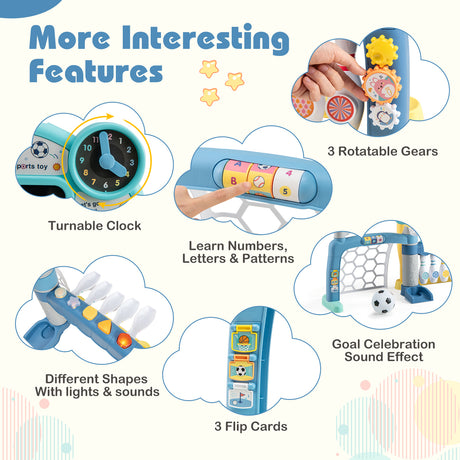 5 in 1 Toddler Sports Toy Kids Activity Center with Adjustable Basketball Hoop