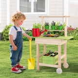 Kids Mud Kitchen Outdoor Play Pretend Kitchen with Removable Pots Watering Can