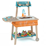 Wooden Toy Kitchen Playset with Removable Sink and Circulation Faucet