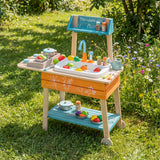 Wooden Toy Kitchen Playset with Removable Sink and Circulation Faucet