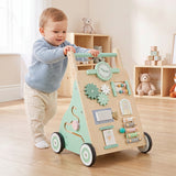 Montessori Walker w/ Mirror & Clock, Shape Sorter, Tracking Game, Xylophone with Mallet for 1+ Years Old Boys & Girls