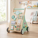 Montessori Walker w/ Mirror & Clock, Shape Sorter, Tracking Game, Xylophone with Mallet for 1+ Years Old Boys & Girls