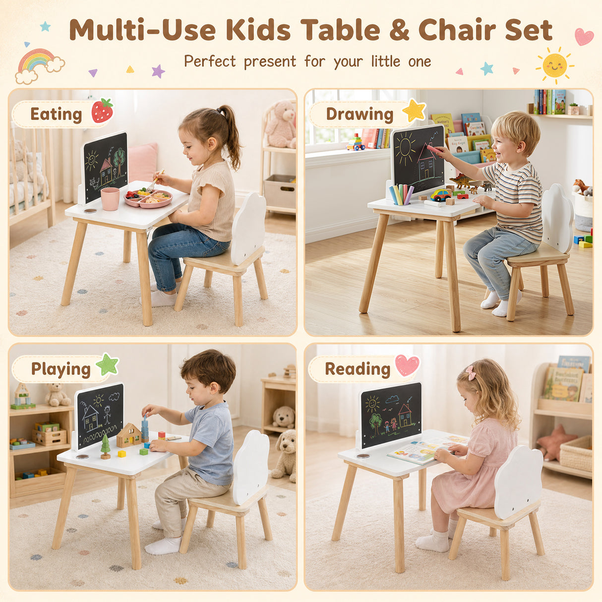 Weaning Table and Chair Set with Chalkboard